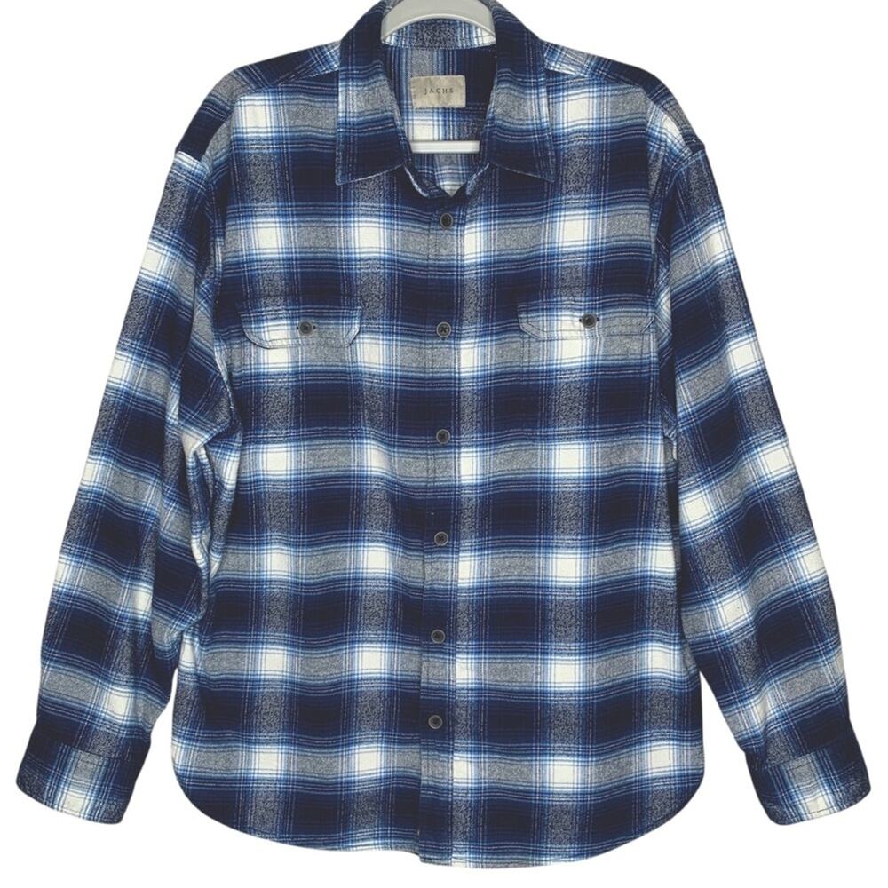 Jachs Mens Brawny Heavyweight Long Sleeve Flannel Button Shirt XL Plaid Shacket